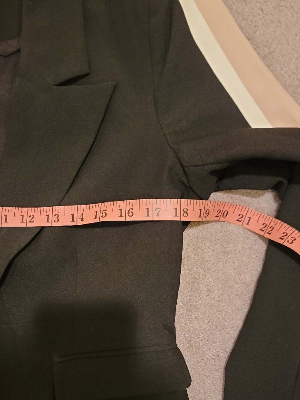 Central Park West Black Two-Piece Pantsuit with Cream and Tan Stripes - Picture 9 of 17